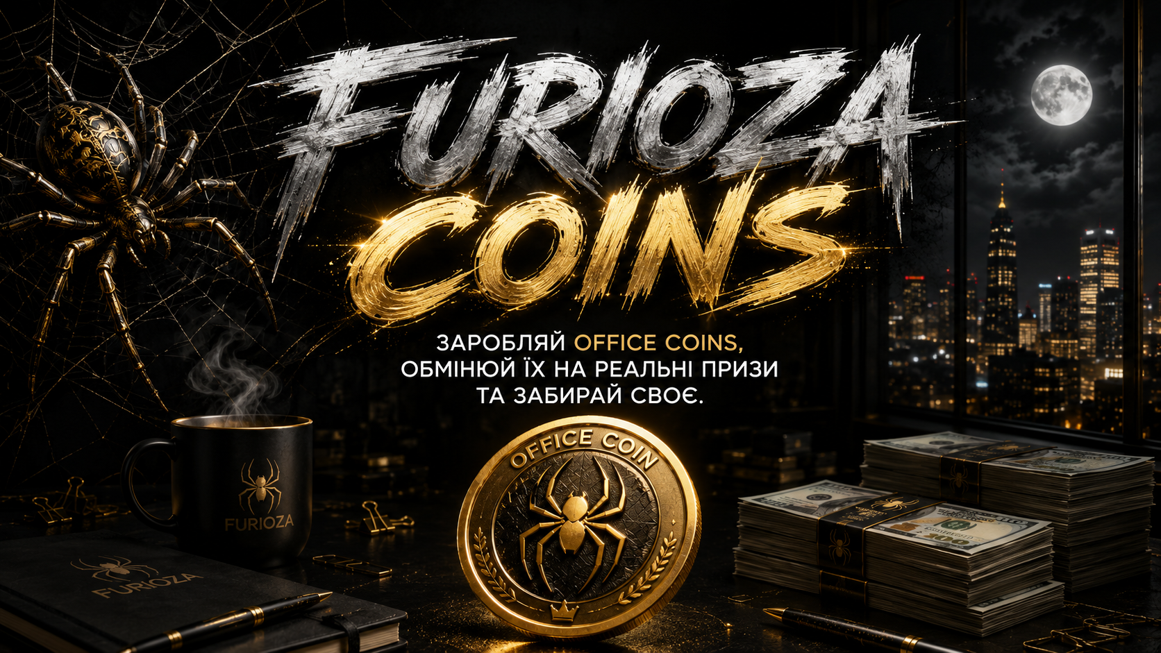 FURIOZA coins premium office rewards poster